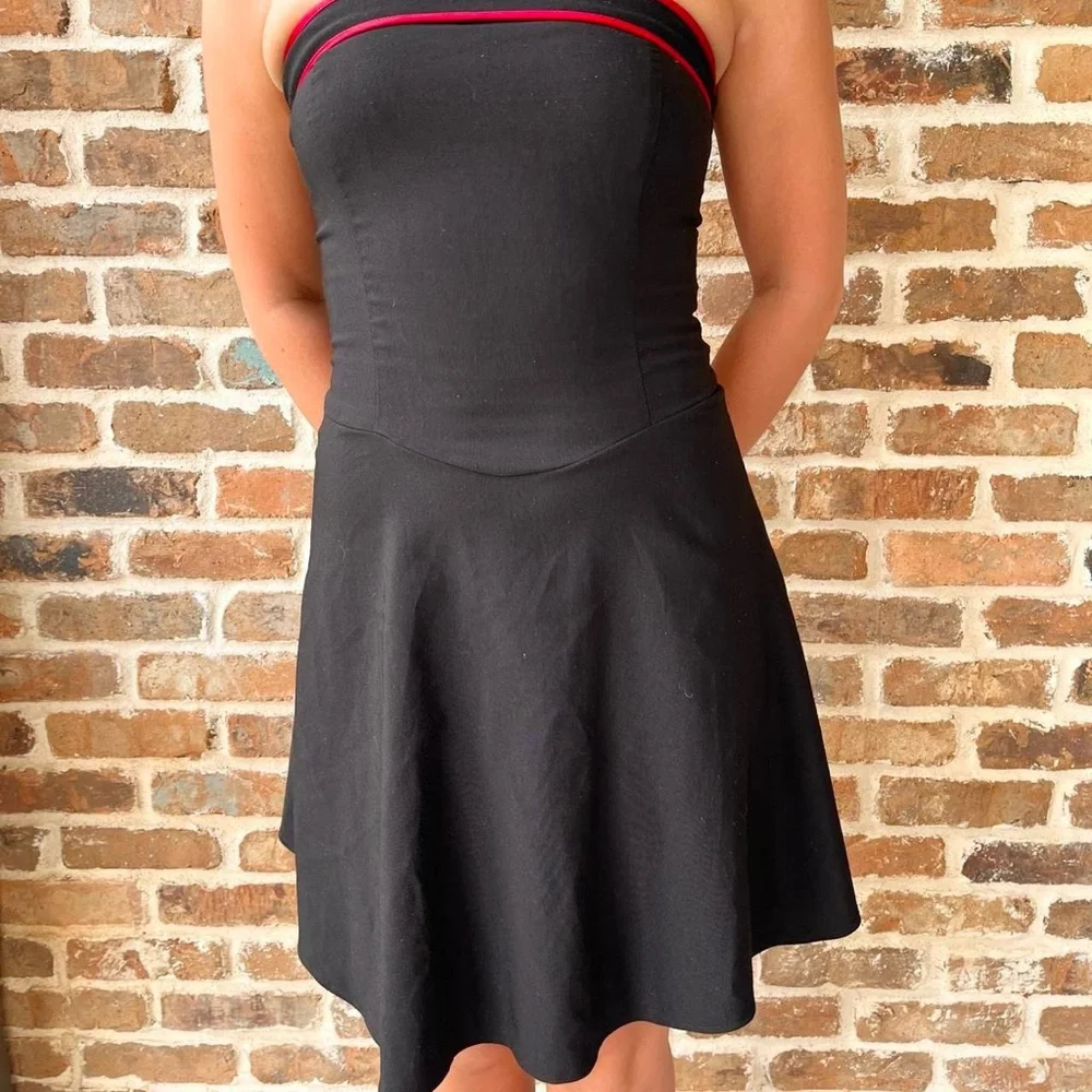 Ruby Rox Black Strapless Dress with Red Trim - Picture 2 of 7